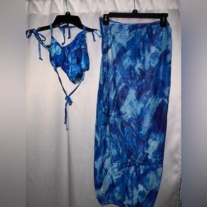 SHEIN Blue Tie-Dye Bra Intimates